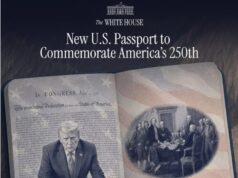 Trump presenta un pasaporte conmemorativo de Estados Unidos por el 250 aniversario de la independencia