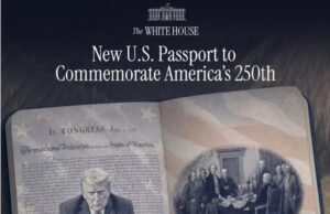 Trump presenta un pasaporte conmemorativo de Estados Unidos por el 250 aniversario de la independencia