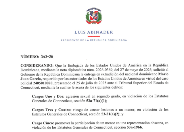 Poder Ejecutivo dispone extradición de dominicano requerido en Estados Unidos por delitos sexuales contra menores