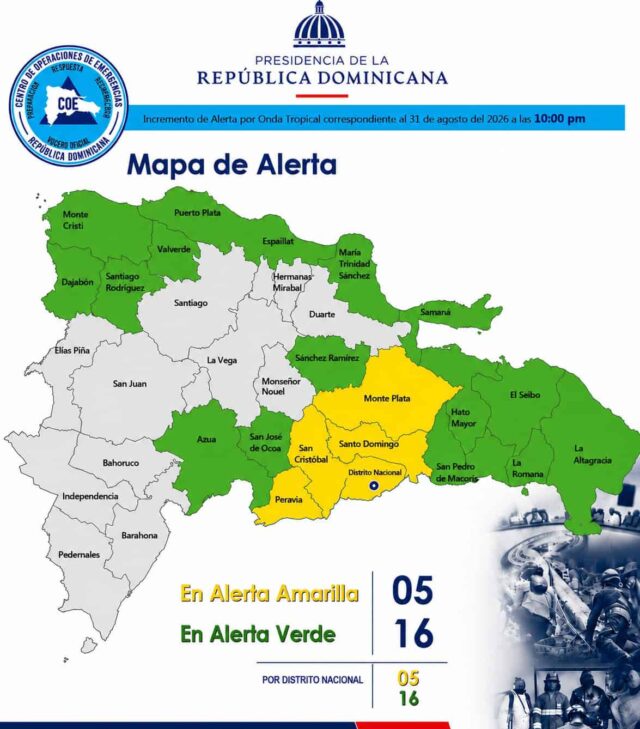 COE coloca 21 demarcaciones en alerta por lluvias